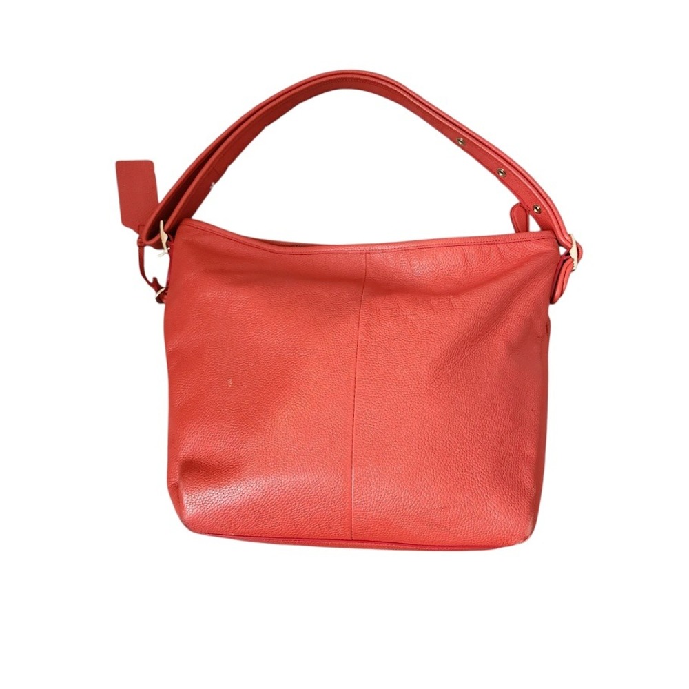 COACH Dufflette Leather Hobo Shoulder Bag Red Slouchy Large Tote - Picture 5 of 16
